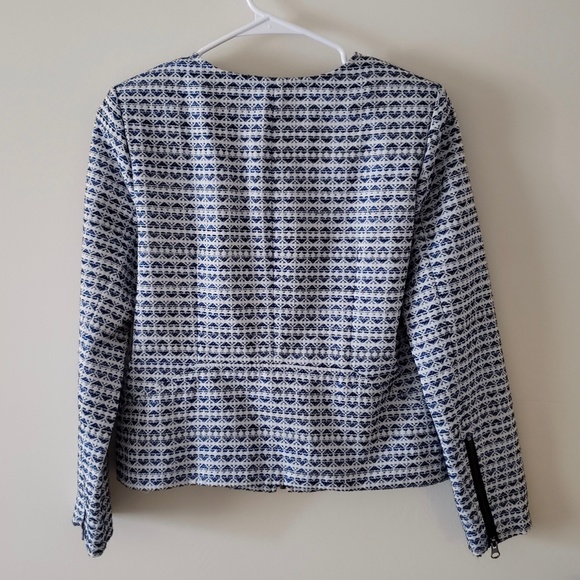 J. Crew navy & white pattern zip up Blazer - Picture 3 of 5